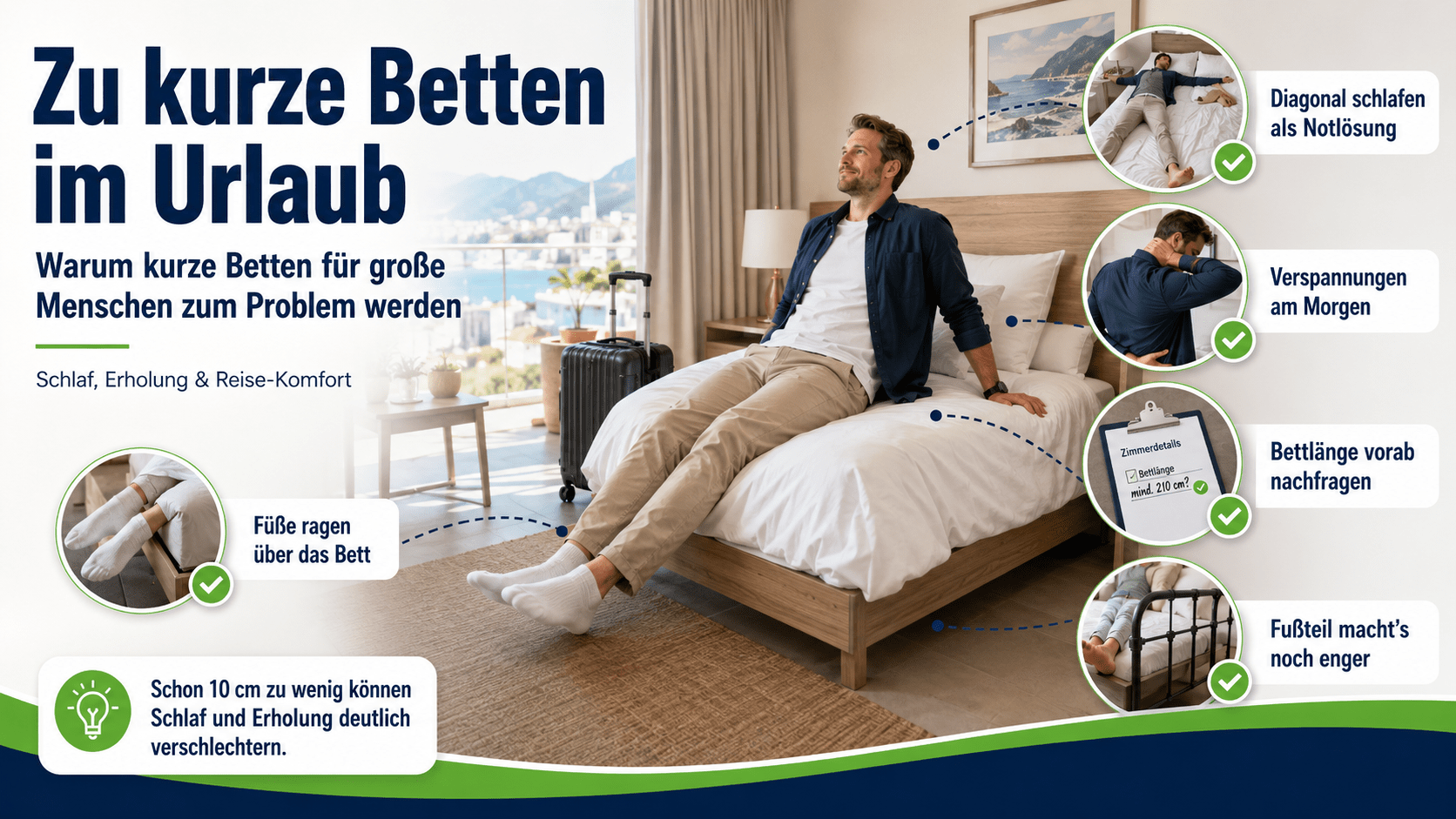 Zu kurze Betten im Urlaub für große Menschen