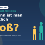 Grafik: Figuren in steigender Körpergröße neben einem Maßband zur Frage „Ab wann ist man groß?“